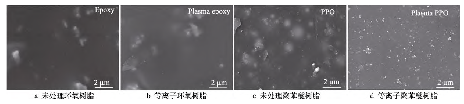 等離子處理前后樹脂半固化片表面SEM圖像 